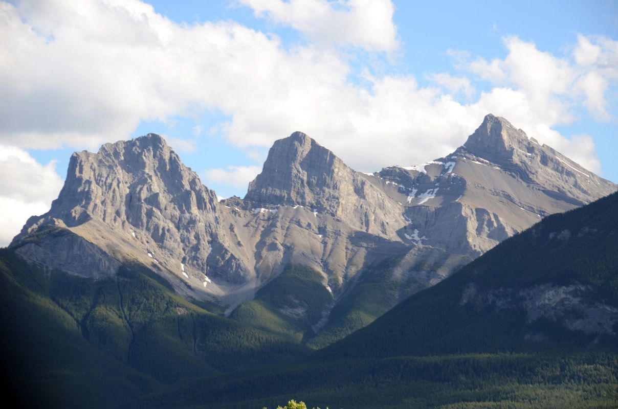 12B The Three Sisters - Charity Peak, Hope Peak and Faith Peak From Canmore Evening In Summer